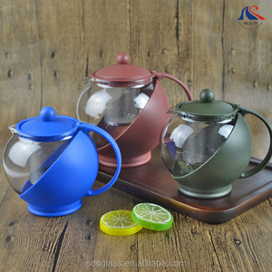 Tetera de Vidrio Azul Popular Resistente al Calor de 750 ml con Infusor y Asa de Plástico, Hervidor de Té Caliente, Jarra de Vidrio - Product Image 2
