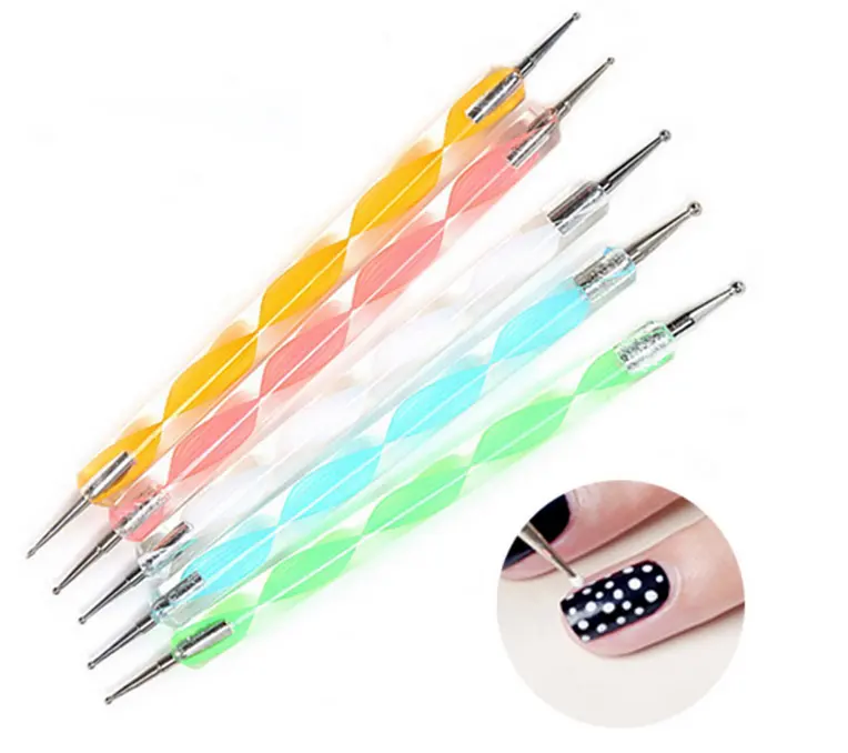 Nail DIY Decoratie Tool Plastic Materialen Nail Franse Borstel Puntjes Nagellak Pen