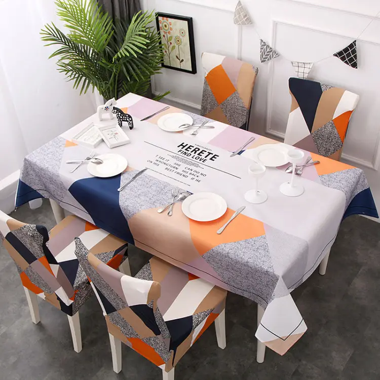 Polyester Rectangle Tablecloth, Stain Resistant and Spillproof Kitchen Washable Fabric Table Cloth, China Supplier