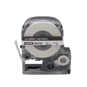 PUTY Kompatibel Schwarz auf Weiß Etiketten band Ersatz LK-4WBN LC-4WBN9 SS12KW für 12mm x 8m Label Works 300 400 500 600P 700