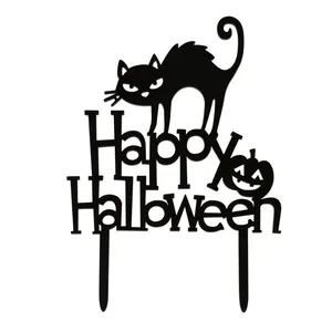 Decorações de acrílico para bolo Halloween feliz Halloween, gato de Halloween, decoração de bolo de abóbora para o festival Halloween, personalizado por atacado