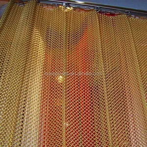 Fábrica!!!!! Tecido de paetês Metálicos Kangchen/material de alumínio pano de metal/malha de arame decorativo cortina para o quarto