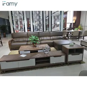 Moderne lederen sofa set meubels woonkamer bankstel lederen sofa set