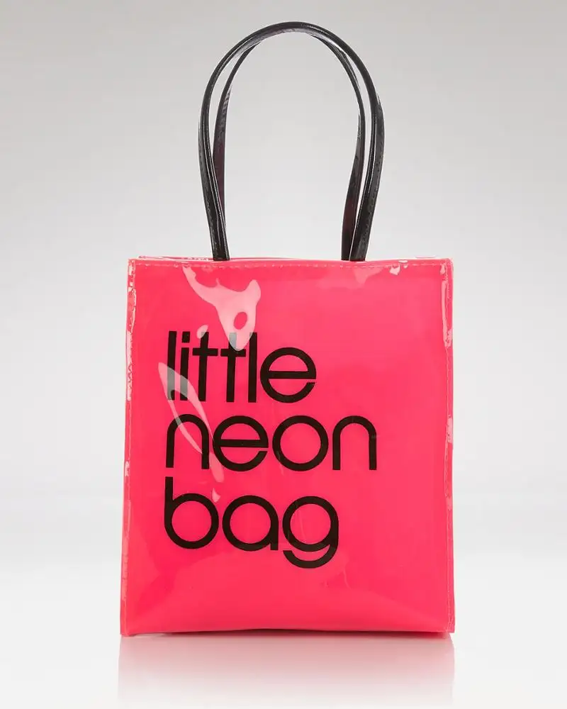 Özel sepet alışveriş çantası vinil pvc küçük neon çanta