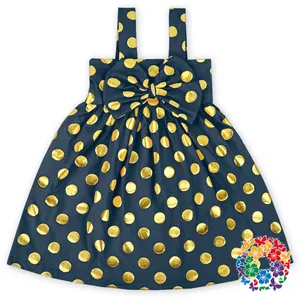 2019 האחרון שמלת דפוסים עבור בנות זהב מנוקדת תינוק כותנה קיץ שמלה חדש דגם שמלת ילדה סיטונאי מחיר בסין yiwu