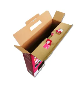 Corrugated paper packaging carton box handles with plastic handle