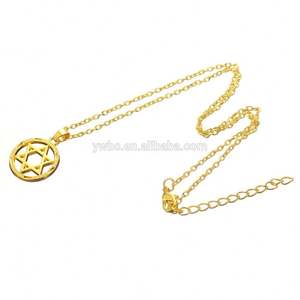 Collar con colgante <span class=keywords><strong>de</strong></span> estrella <span class=keywords><strong>de</strong></span> pentagrama, joyería <span class=keywords><strong>de</strong></span> moda, chapado en oro, Círculo <span class=keywords><strong>de</strong></span> dos tonos, redondo, Plata - Product Image 3