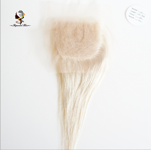 Cheveux humains de haute qualité 4x4 pour closure <span class=keywords><strong>en</strong></span> <span class=keywords><strong>dentelle</strong></span> # 60 Cheveux Péruviens Remy blonds <span class=keywords><strong>blanc</strong></span> cassé lisses et soyeux, densité 130%, <span class=keywords><strong>dentelle</strong></span> transparente - Product Image 3