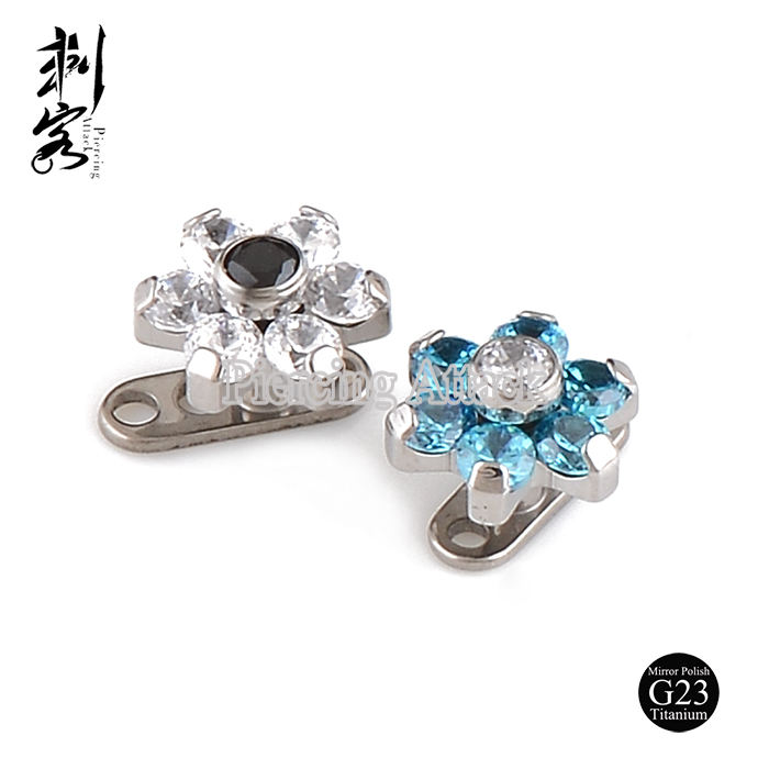 Titanium Internally Threaded Flower Micro Dermal Anchor Piercing