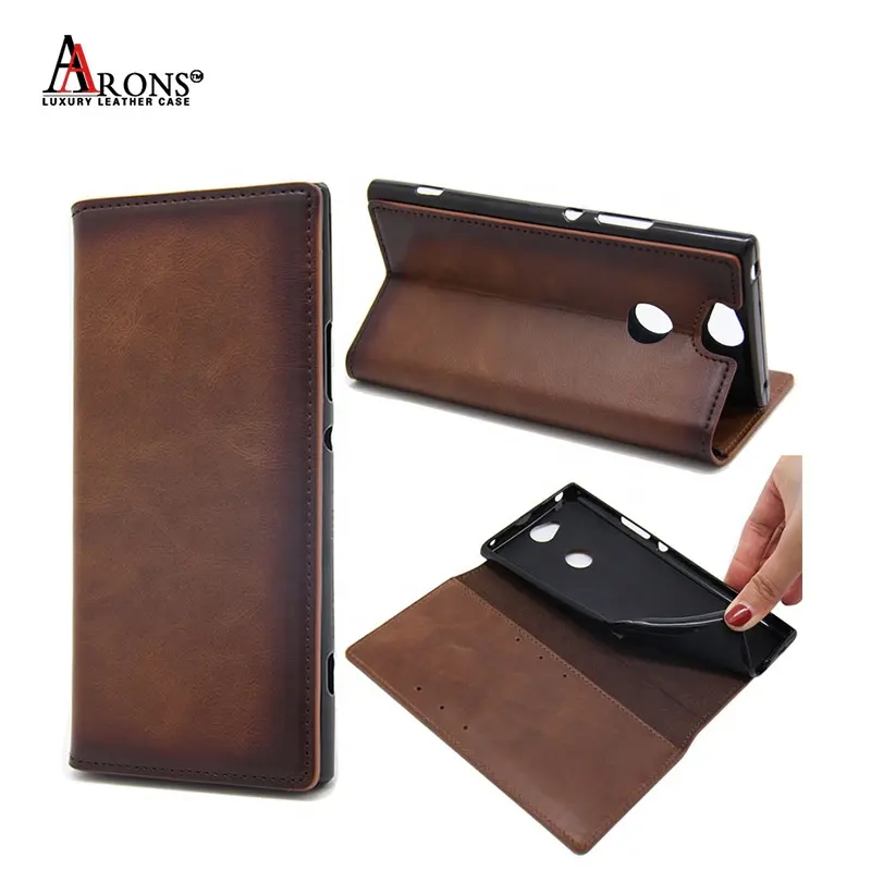 New style standing function leather flip protective shockproof phone case Case For Sony Xperia XA2 Plus