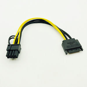 Holly 高品质单路 SATA 15pin 8pin(6+2) 18AWG 电源适配器电缆 20cm PCI-E SATA 电源电子显卡 - Product Image 4