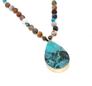 Ocean Naturale di Pietra in pietra naturale <span class=keywords><strong>Collana</strong></span> di perle di <span class=keywords><strong>Collana</strong></span> per le donne degli uomini <span class=keywords><strong>collana</strong></span> di Energia di Yoga - Product Image 1