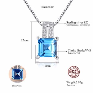 CZCITY, gran oferta, collar de cristal de Topacio azul claro a la moda para mujer, joyería fina de Plata de Ley 925 - Product Image 2