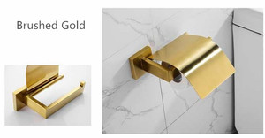 Portarotolo moderno in oro spazzolato con portarotolo impermeabile con coperchio - Product Image 5