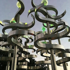 Display quadrato esterno illuminazione a led curva in metallo scultura parco artigianale in acciaio inox