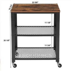 Chariot de service industriel en bois à 3 niveaux, accessoire de cuisine, <span class=keywords><strong>sur</strong></span> <span class=keywords><strong>roulettes</strong></span> avec rangement - Product Image 3