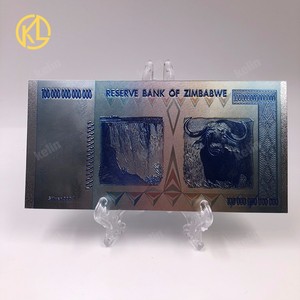 100 pcs/<span class=keywords><strong>lot</strong></span> Uang Kertas Perak Zimbabwe 100 Triliun Dolar Zimbabwe 999 dalam Bahan Plastik untuk Koleksi - Product Image 2