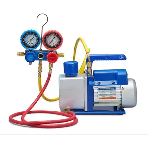 China OEM manufacturer 5cfm air vac vacuum pump and 2ways aluminum R410A manifold gauge kit for refrigeration system