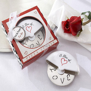 Une Tranche de <span class=keywords><strong>Pizza</strong></span> En Acier Inoxydable Coupe Faveurs De Mariage - Product Image 1