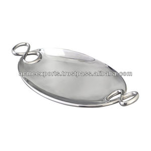 Bandeja Redonda de Acero Inoxidable con Asas Laterales, Acabado Pulido Duradero para Mesa de Comedor, Cocina y Uso Doméstico - Product Image 2