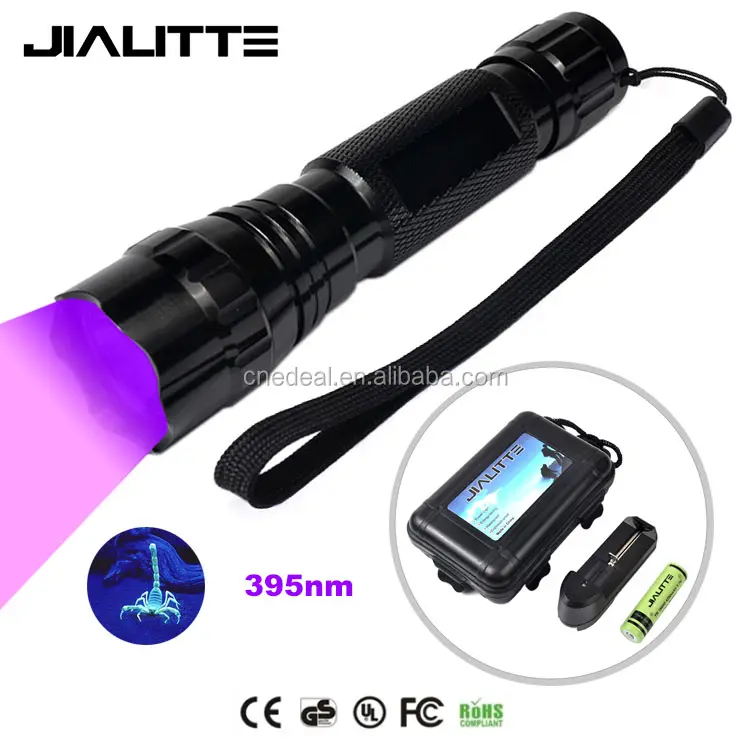 Jialitte F115 with 18650 Battery and Charger 395nm Black Light Torch 501B UV Flashlight