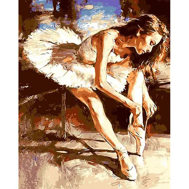 סיטונאי 40*50 יפה בלט רוקד ילדה ציור על ידי מספרי דקור ריקוד חדר, פופולרי בלט ילדה דפוס בד Diy צבע