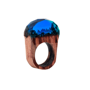 Nuovo Design FAI DA TE artigianato In Legno e Resina Segreto Trasparente Anelli Blu Foresta Anello Fatto A Mano Magica Dei Monili per la Donna - Product Image 2