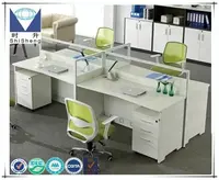 Competitive factory sale white color MDF 4 seater office desk