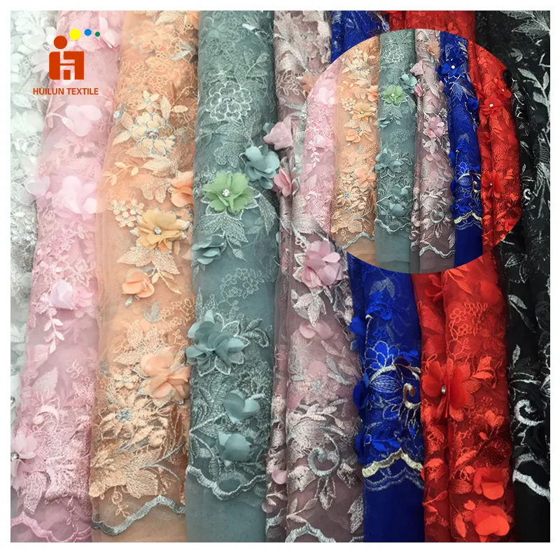 चीन निर्माता सबसे अच्छा बेच 3d कढ़ाई फ्रेंच मनके कपड़े दुल्हन लक्जरी शीतल tulle फीता