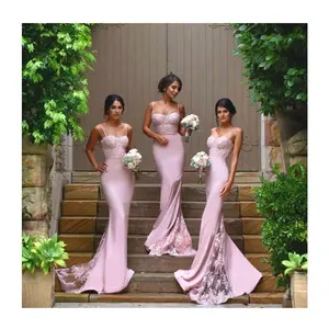 Malaysia long discount girls zipper mermaid bridesmaid dress Chengjun sleeveless wedding dress 2019