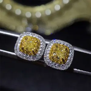 Sgarit 보석 제조 업체 사용자 정의 보석 다이아몬드 귀걸이 보석 18K 골드 0.7Ct 정품 천연 노란색 다이아몬드 스터드 귀걸이