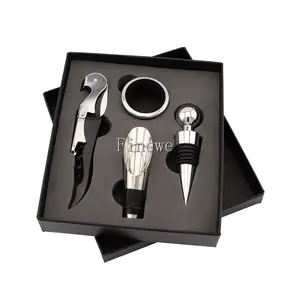 Tùy Chỉnh Giá Rẻ Rượu Opener Set Quà Tặng Corkscrew Rượu Phụ Kiện Với Hộp Vuông Tông Tùy Chỉnh In Logo