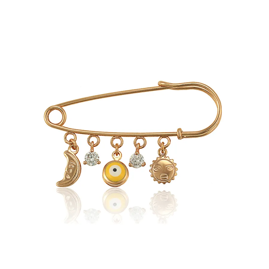 Bros 149 Xuping Emas 18 K Wanita, Perhiasan Emas Mata Kuning Turki