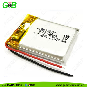 充電式ポリマーリチウムイオンバッテリー7025303.7 v 500mah 1.85whリチウム電池 (PCM付き) - Product Image 2