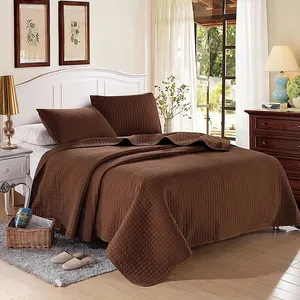 Couette de couleur unie <span class=keywords><strong>chocolat</strong></span> 86 "L-86" W Coverlet Quilt Set - Product Image 1
