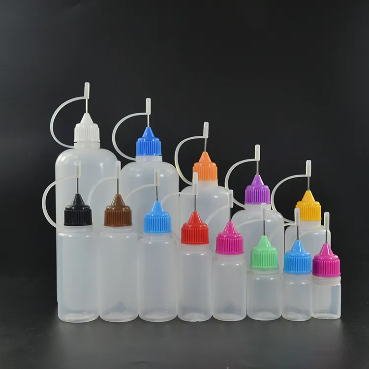 2.5ml 3ml 5ml 8ml 10ml 15ml 18ml 20ml 30ml 50ml 60ml 100ml 120ml ldpe 플라스틱 짜기 눈 dropper 병 바늘 팁 캡