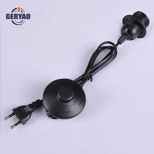 Factory direct sale Europe 2 pin plug + extension power cord + foot switch + E27 bulb socket flat cable cordset
