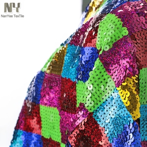 Nanyee Dệt 5 mét Đa Màu Sắc Kim Cương Patched Sequin Vải - Product Image 3