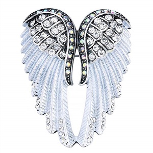 Personalizado moda Metal aleación diamante diamantes <span class=keywords><strong>de</strong></span> imitación cristal pluma guardián Ángel ala solapa Pin broches joyería - Product Image 2