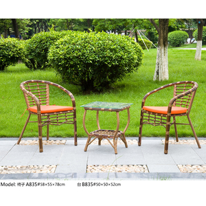 Ensemble de table à manger d'extérieur en rotin synthétique tressé d'occasion <span class=keywords><strong>pas</strong></span> <span class=keywords><strong>cher</strong></span> pour jardin et patio, mobilier de restaurant en osier <span class=keywords><strong>Miami</strong></span> - Product Image 2