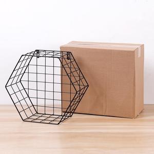 Haute qualité prix bas <span class=keywords><strong>lot</strong></span> <span class=keywords><strong>de</strong></span> <span class=keywords><strong>3</strong></span> noir fixé au mur en métal fil étagère murale hexagonale en ventes - Product Image 3