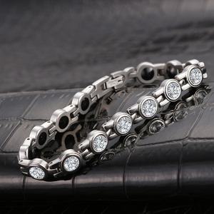 צמידי טניס מגנטיים טרנדיים בסיטונאות, עשויים פלדת אל-חלד 316, משובצים באבני זירקון, קריסטל ואבני חן, לטיפול מגנטי וריפוי, לנשים - Product Image 5