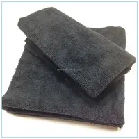 Black color microfiber towel car clean edgeless terry microfibre cleaning cloth thick microfiber cleaning cloth