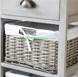 Vintage <strong>Grey</strong> Range - Two Drawer and Four Wicker Basket <strong>Storage</strong> <strong>Unit</strong> - Product Image 3
