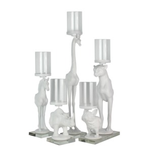 Decoración del sostenedor de vela de cristal de las estatuas del elefante del oro de la resina con la base cristalina - Product Image 5