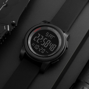 Montres de sport pour hommes <span class=keywords><strong>SKMEI</strong></span> <span class=keywords><strong>1257</strong></span>, écran LCD pas cher, bracelet en caoutchouc fin - Product Image 5
