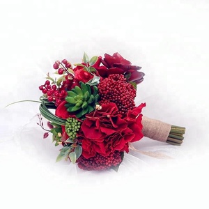Red <span class=keywords><strong>the</strong></span> wedding Flower rose bridal bouquet for <span class=keywords><strong>the</strong></span> bride's outfit - Product Image 6