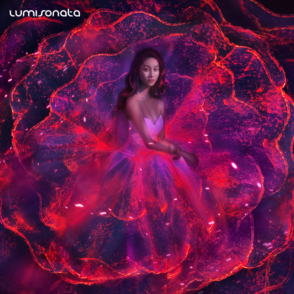 暗闇で光るフォーマルな照明ドレス発光LEDライトアップ光ファイバー