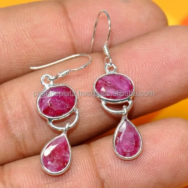 Ruby Gamstone. Q1107 — ensemble de boucles d'oreilles pour femmes, bijoux en argent Sterling, goutte d'eau, à la mode