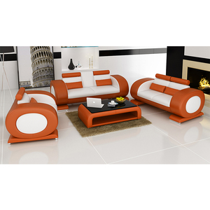 الصين الحديثة الاقسام أبيض وأسود 3 2 1 مقاعد أعلى الحبوب حقيقية الايطالية نصف مجموعة أريكة جلدية - Product Image 5